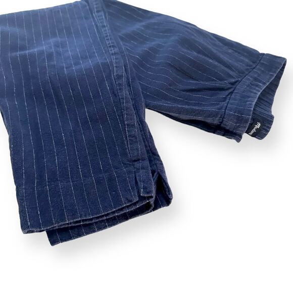 MADEWELL Wool Linen Blend Takaroo Pleated Cigarette Pants Sporty Pinstripe Blue - Picture 7 of 13